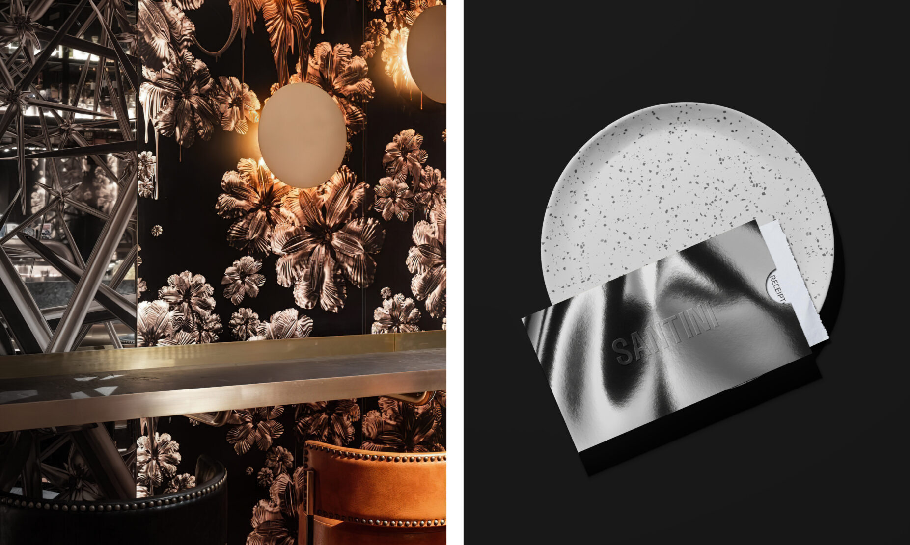 Santini restaurant branding, QT Perth, brand identity, logo design, graphic design, hospitality branding, Toben