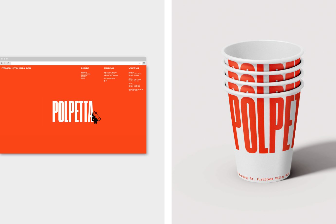 Polpetta Restaurant branding, brand identity, logo design, graphic design, Hospitality branding, Toben